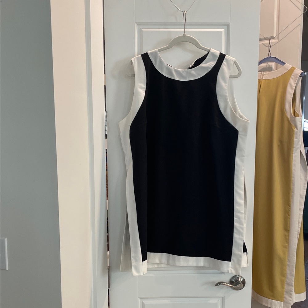 Elegant Black and White Sleeveless dress set with matching shorts